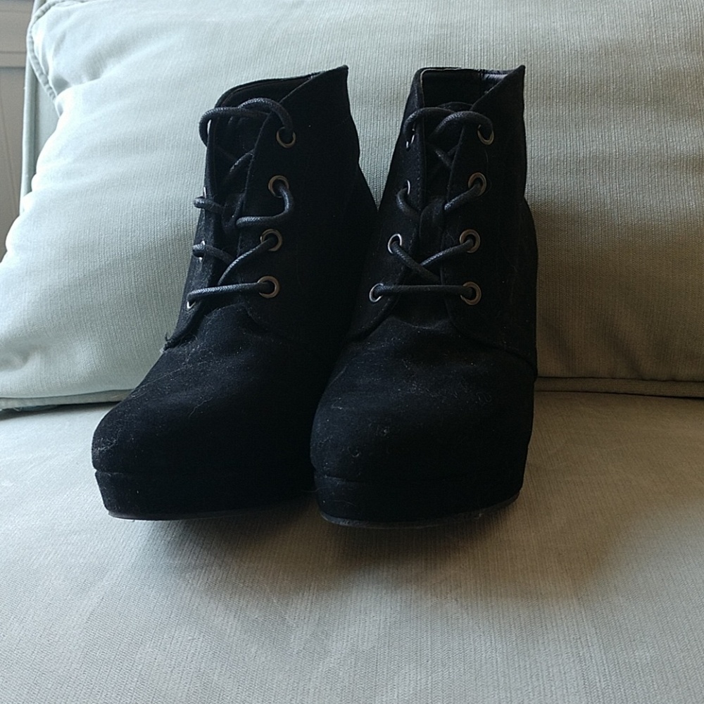 Black Wedge Booties